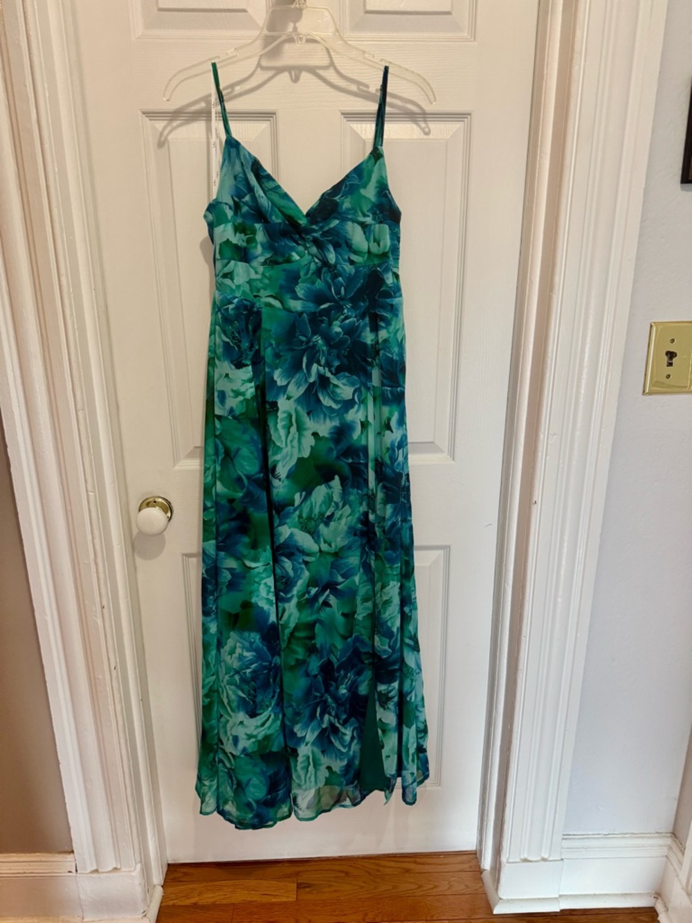Lulu's Teal & Navy Floral Maxi Dress - Picture 3 of 6